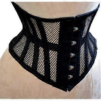 Modelador de Cintura Desossada de Aço para Mulheres Underbust Mesh Corset *L Preto