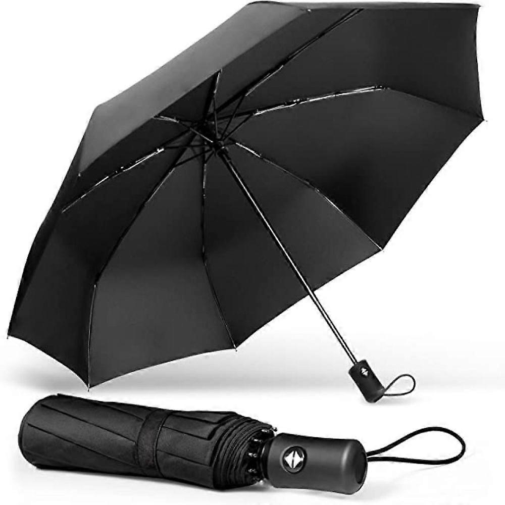 Classic Windproof Automatic Folding Compact One Button Auto Open Close Umbrella Black