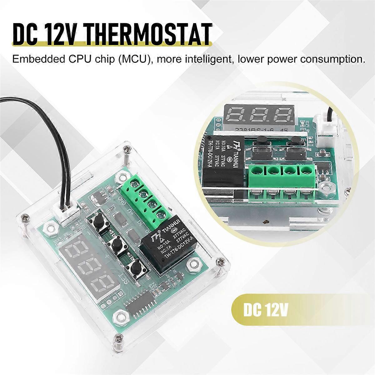 DC 12V Thermostat Control Switch Thermometer Controller with Case