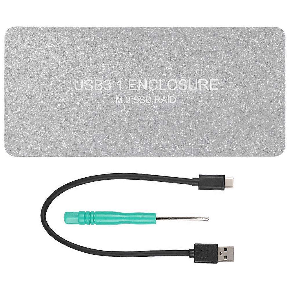 USB3.1 to 2-Port M.2 SSD Raid Hard Drive Disk Enclosure HDD Case with Type-C Interface