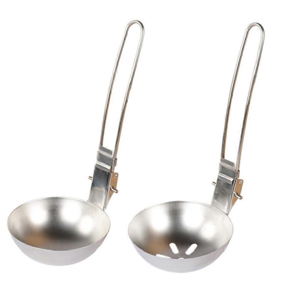 किचन कुक कैम्पिंग कुकिंग बर्तन फोल्डिंग सूप स्पून स्किमर कोलंडर स्पून