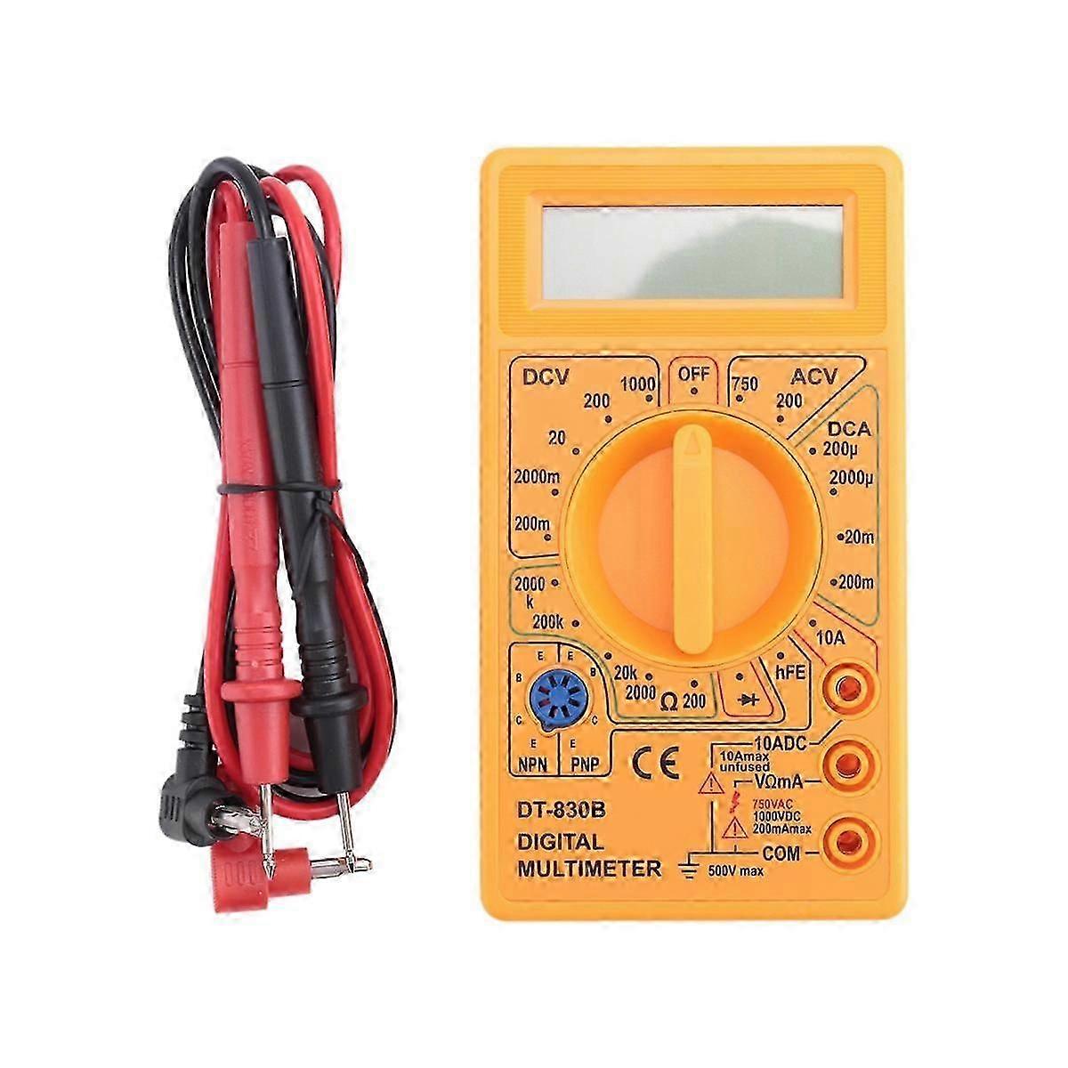 DT-830D Digital Multimeter with Buzzer Square Wave Output Voltage Ampere Ohm Tester Probe DC AC LCD