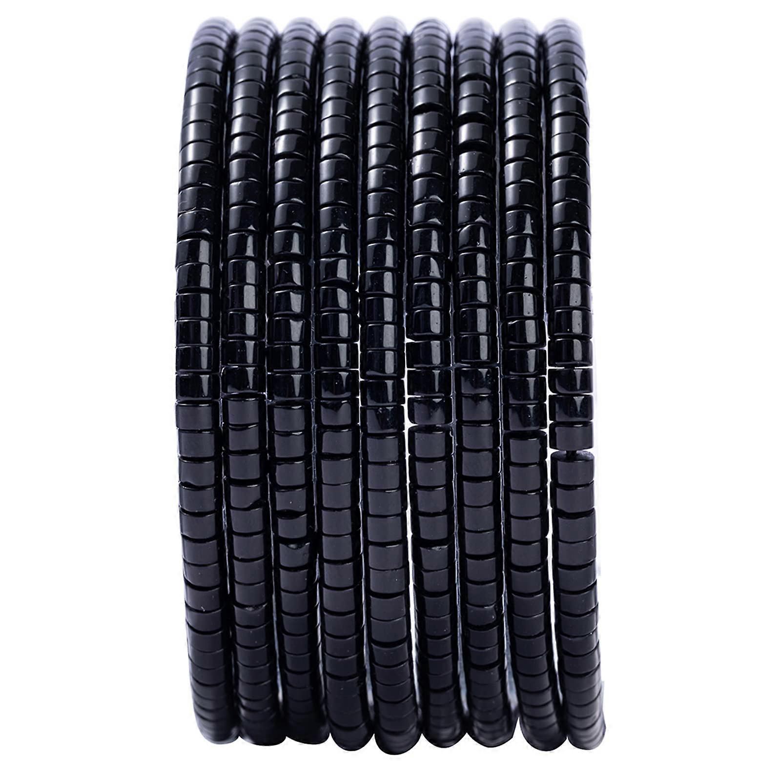 Natural Black Agate Stone Flat Round Spacer Beads 4x2mm for Bracelet Making - Semi Gemstone Loose Beads