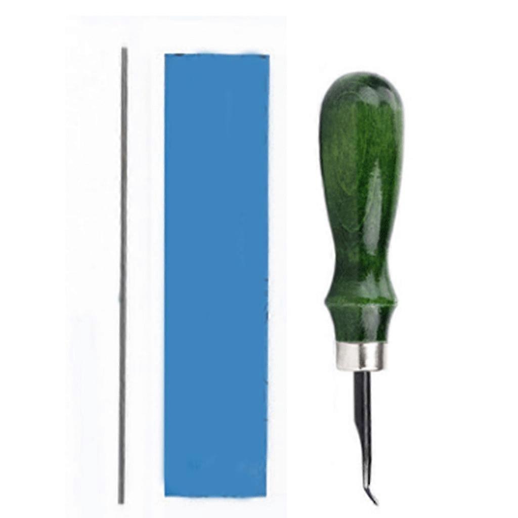 Professional (0.8mm/1mm) Leather Trimming Tool Edge Beveler Cutting Beveling Skiving Tool Kit with Wooden Green Handle 2