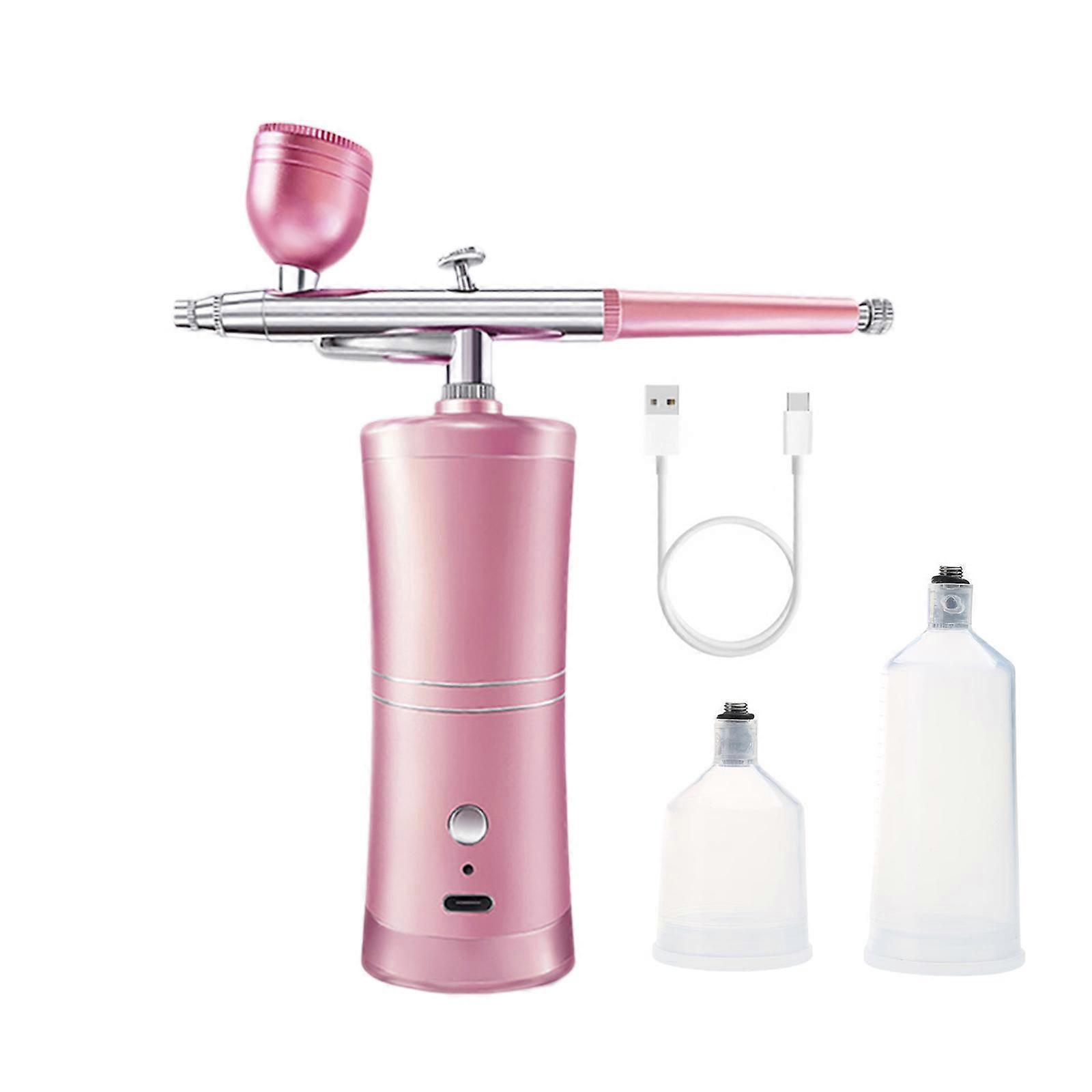 Airbrush Kit with Compressor High Pressure Cordless Airbrush Guns Portable Double Action Airbrush Compressor Handheld  Pink