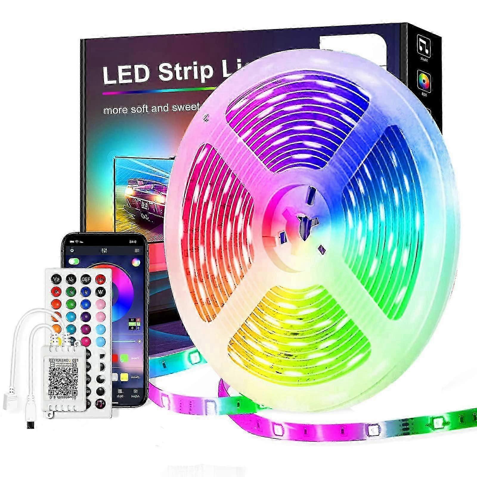 Bande Led 15m, Pstar Bluetooth Led Strip Rgb 24v avec Ir Télécommande Application Contrôlable Mode De Musique, Chaîne Lumineuse/Groupe, Musique/Voix Sync Pour L’éclairage Hom