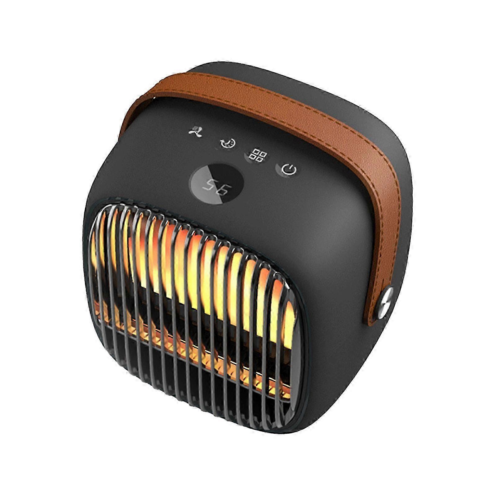 Mini Retro Electric Heater, Fast & Powerful Heating, White Noise Design, Portable & Quiet, 3 Heat Modes With Fan, Ideal For Bedroom, Office, 800w_Feat