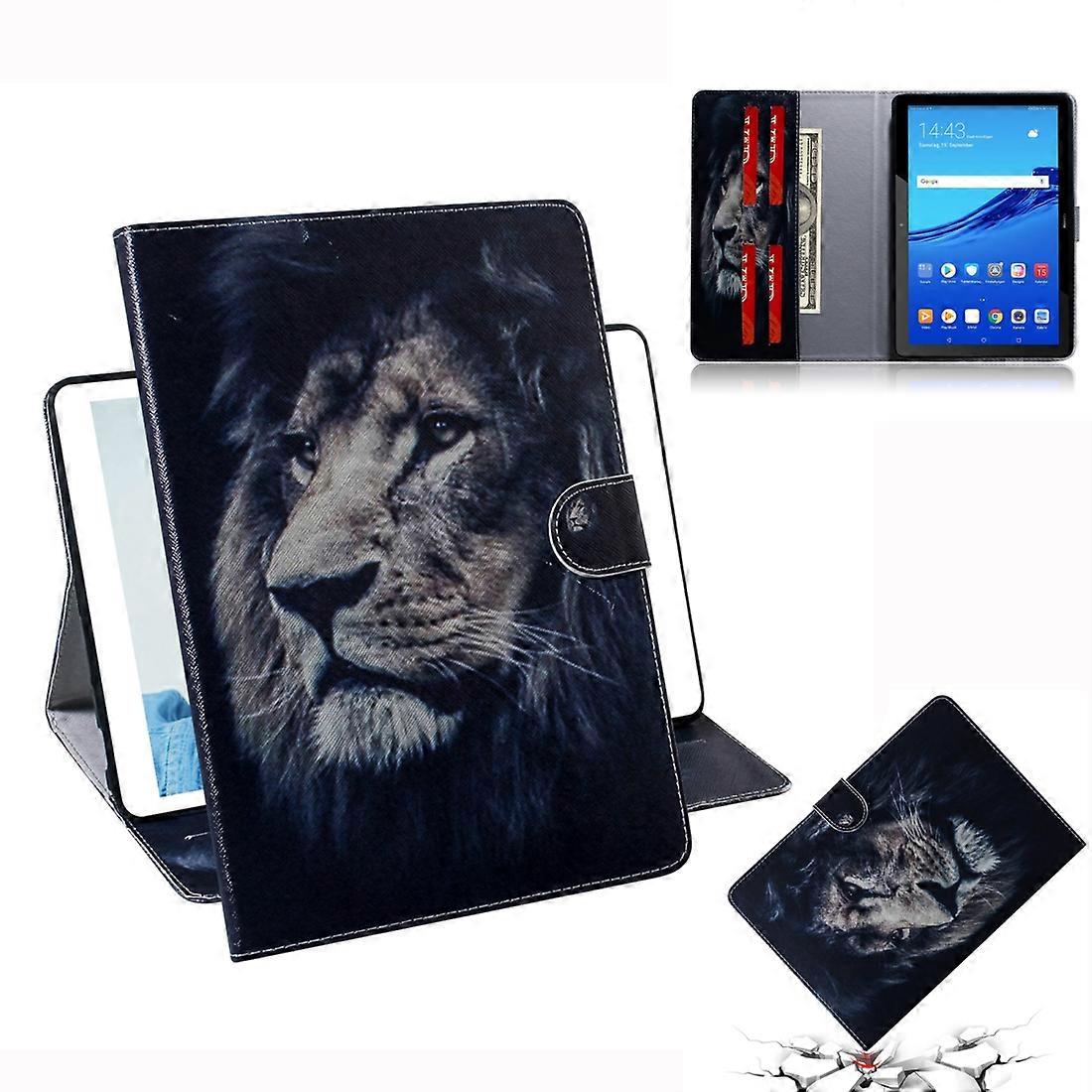 Lion Pattern Horizontal Flip Leather Case for Huawei MediaPad T5, with Holder & Card Slot & Wallet