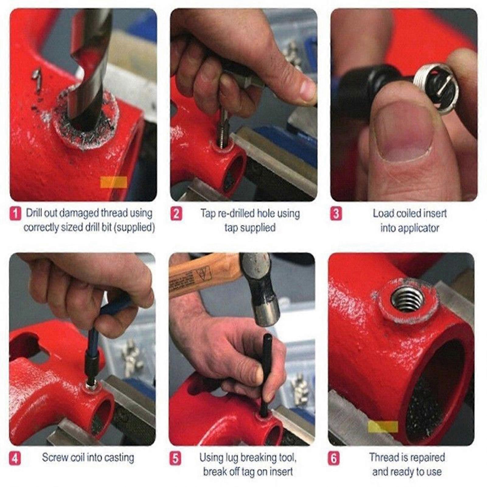 30Pcs Metric Thread Repair Insert Kit M5 M6 M8 M10 M12 M14 Helicoil Car Pro Coil Tool M7 * 1
