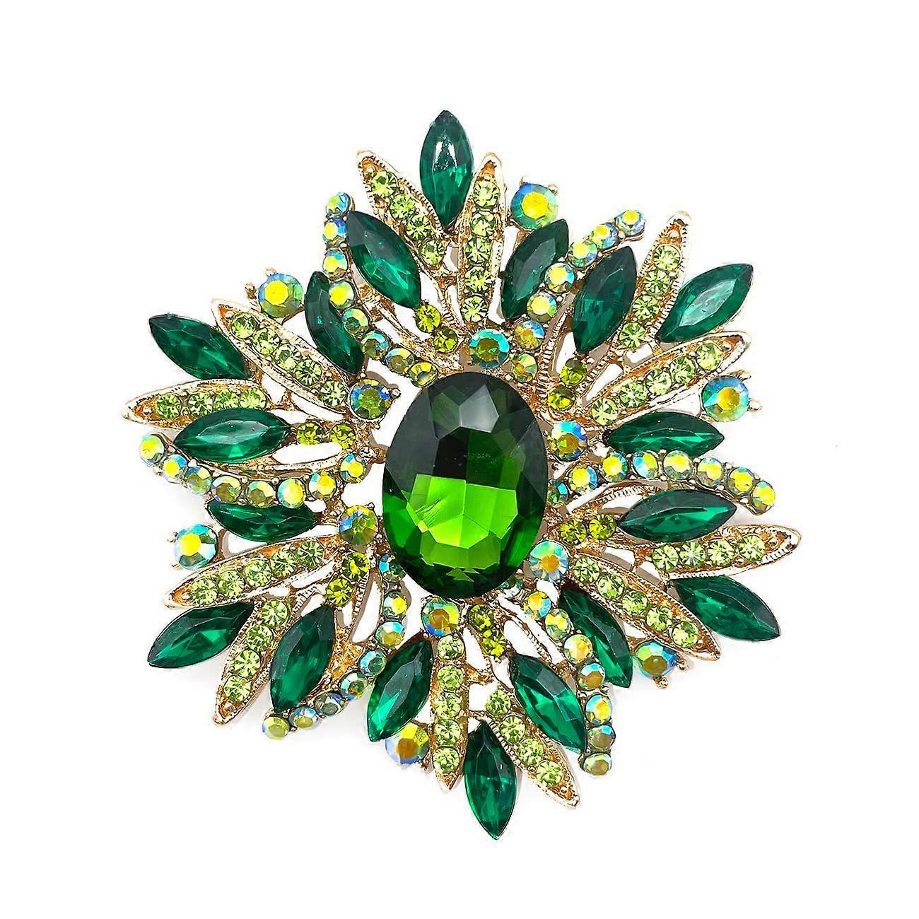 Sunflower Shape Crystal Big Large Heavy Brooch Pin