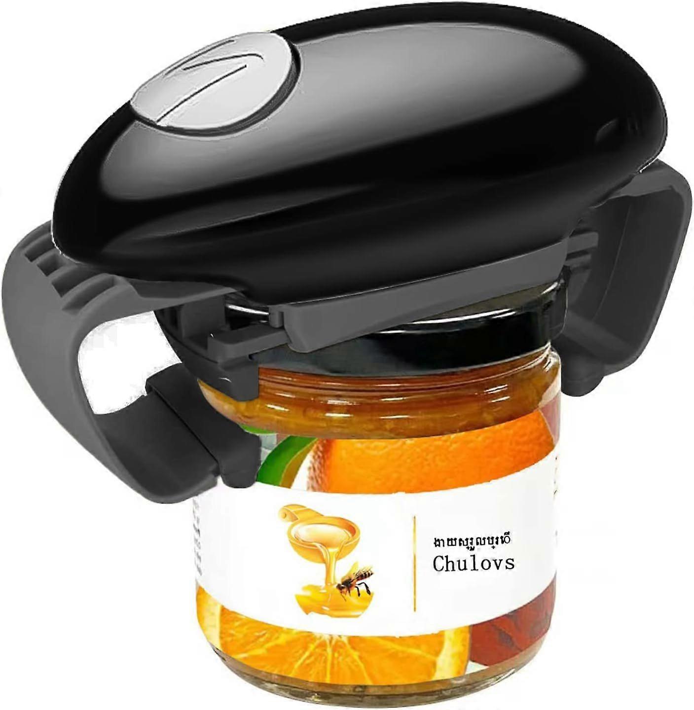 Electric Jar Opener - Strong and Sturdy Kitchen Gadget for Sealing Jars - Hands Free Automatic Jar Opener with Less Effort to Open (Black)
