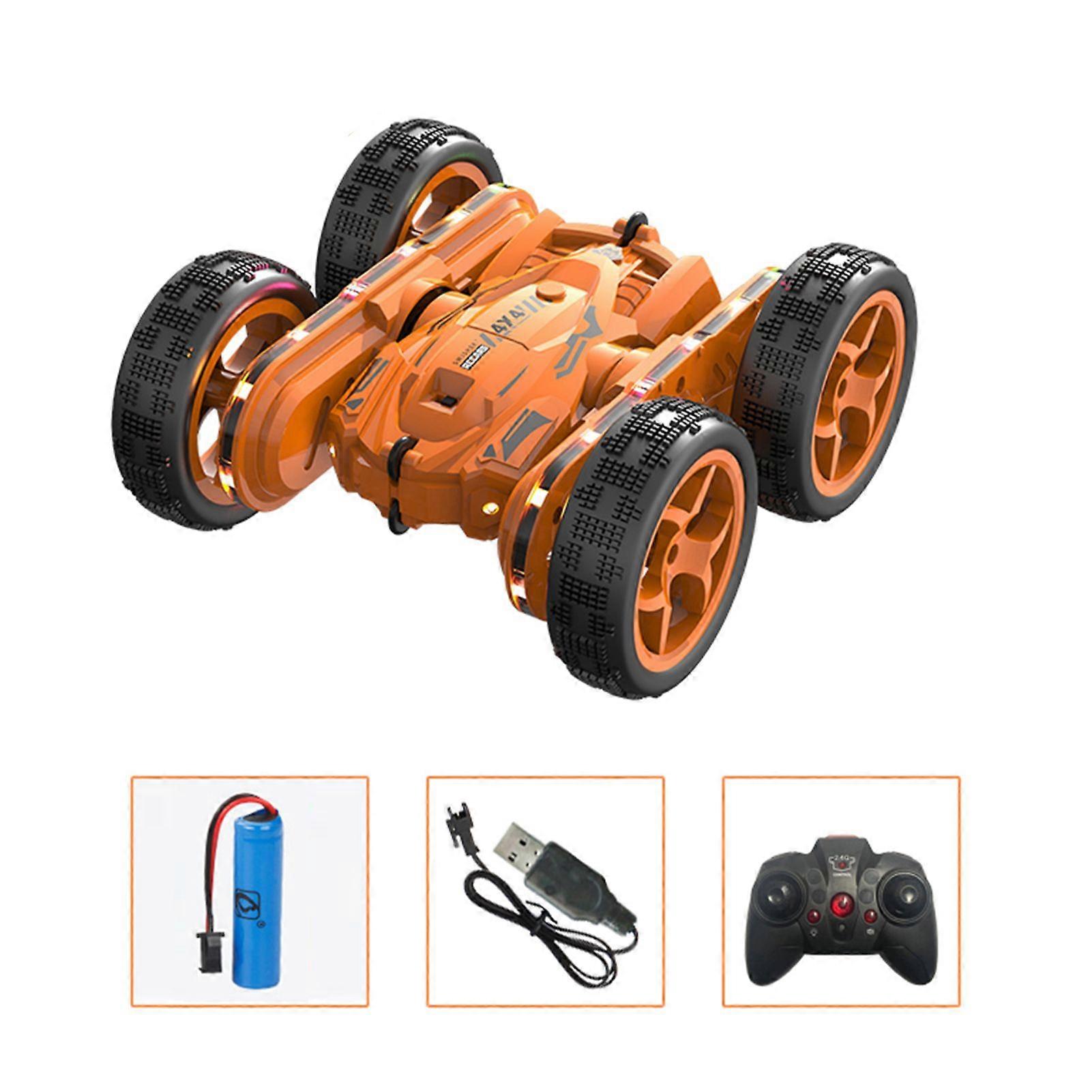 JC07 Remote Control Car Double-Sided 2.4G Remote Control Stunt Car 4WD Car Toy with Built-In Music Cool 3D Light for Kids Adults