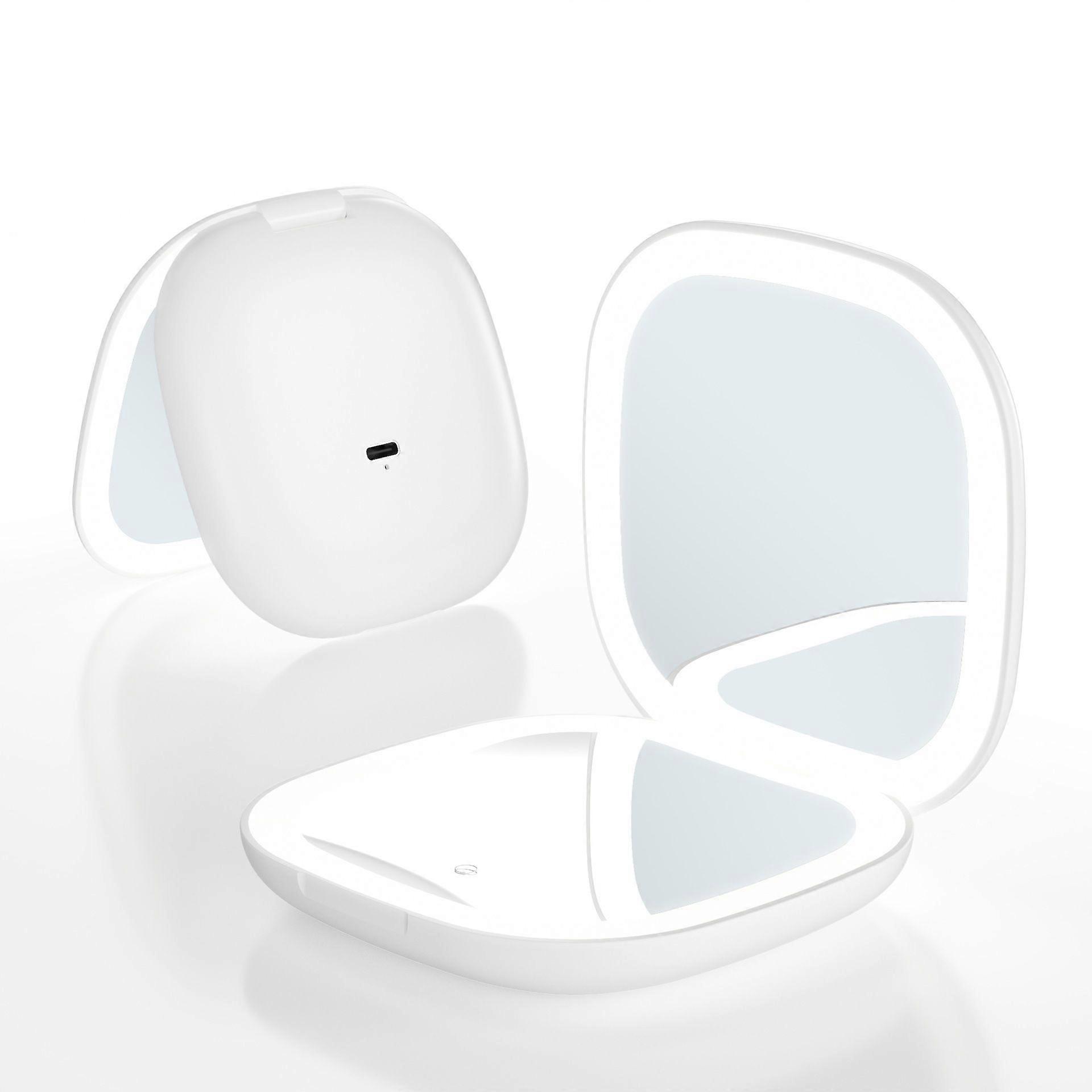 Led Lighted Travel Makeup Mirror,1x/10x Magnifying Mirror With Light, Folding Rechargeable Vanity Makeup Mirror