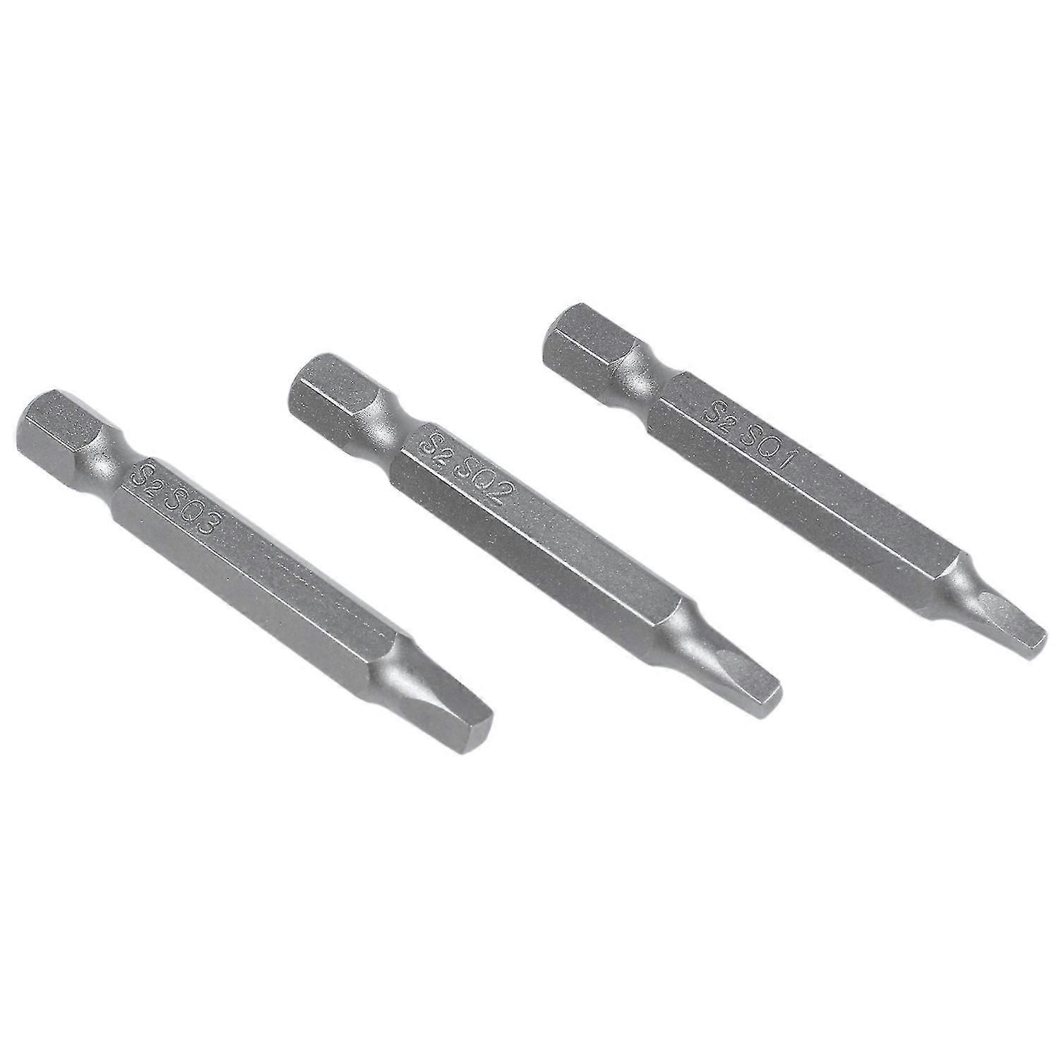 3Pcs 50Mm 1/4 Inch Hex Square Bits Square Head Screwdriver Bits S2 Alloy Steel Magnetic Screwdriver