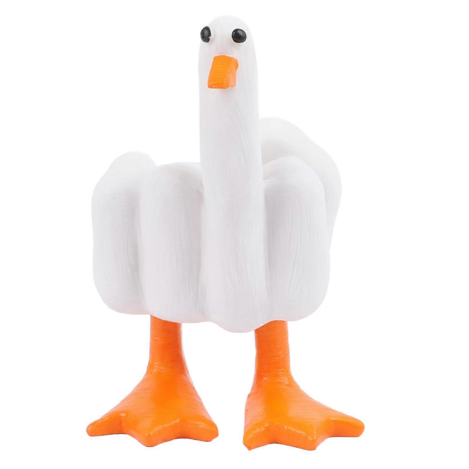 SSRGV Middle Finger Duck Decoration Funny Little Duck Resin Figurine Ornament Decor Resin Craft Decoration Sculpture Statue for Home Office Desktop Ho