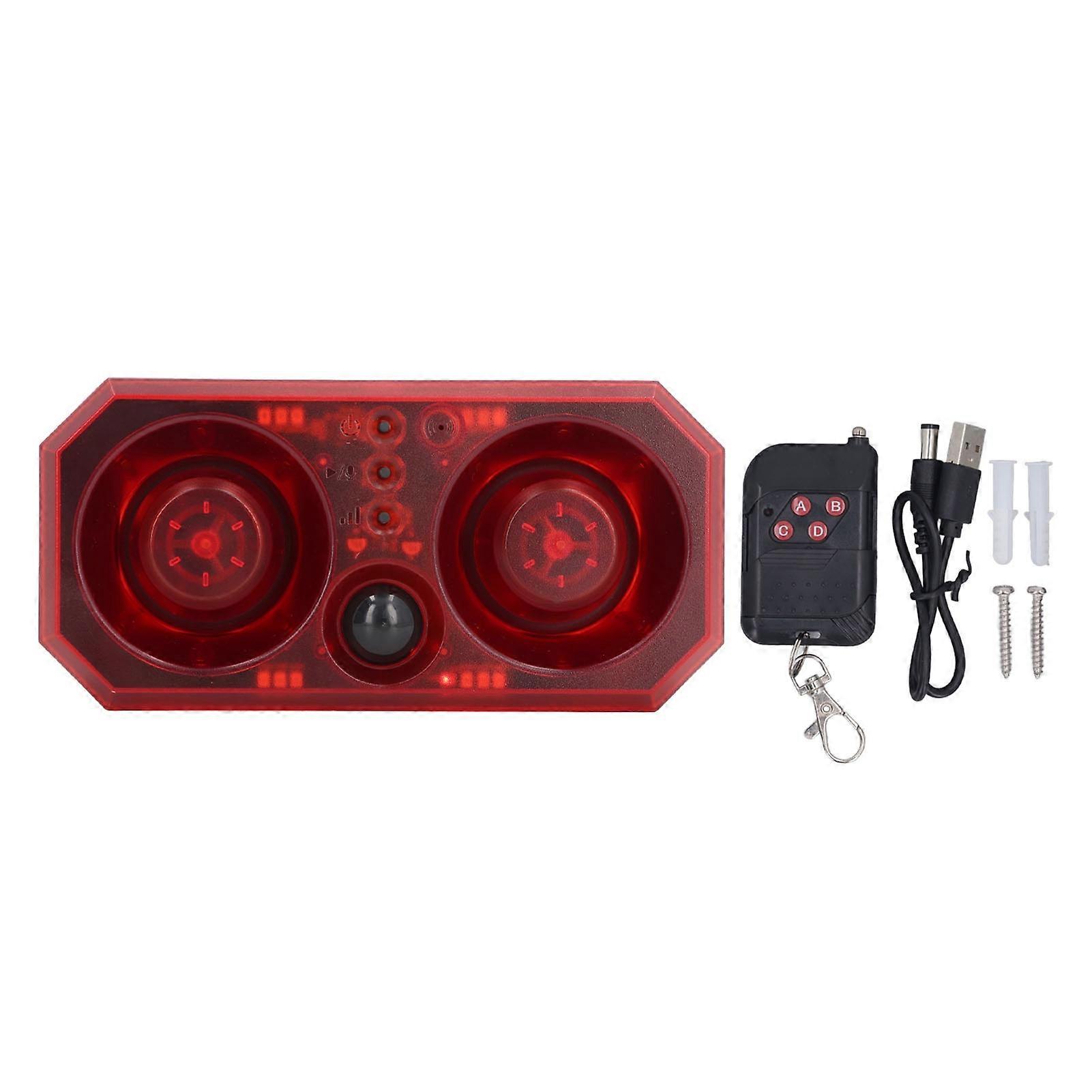 Solar Motion Sensor Alarm with Strobe Light - 13 Sounds, USB/Solar Charged, IP65