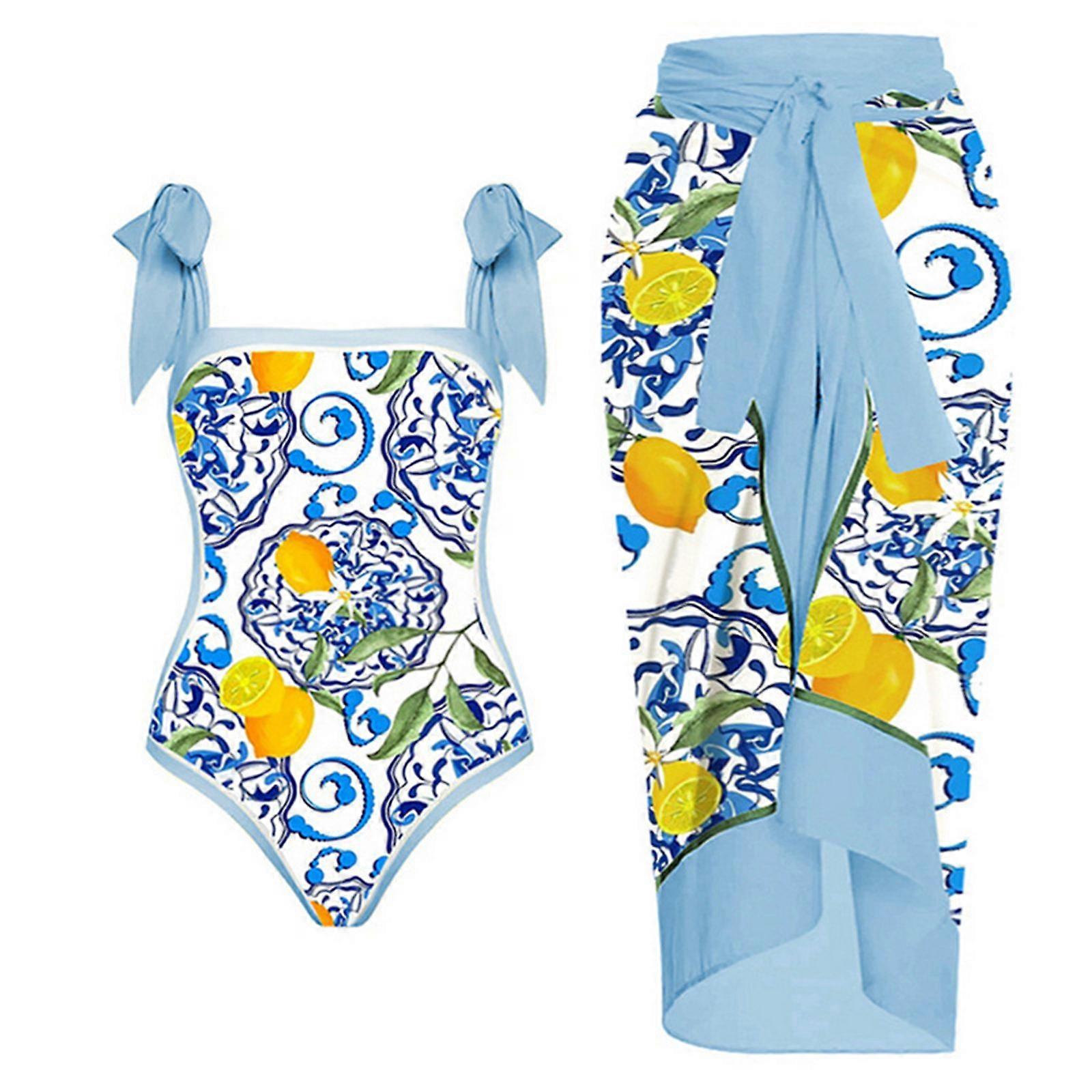 Women's Printed Sexy Camisole Jumpsuit With Tie Up Skirt Set Two-piece Set