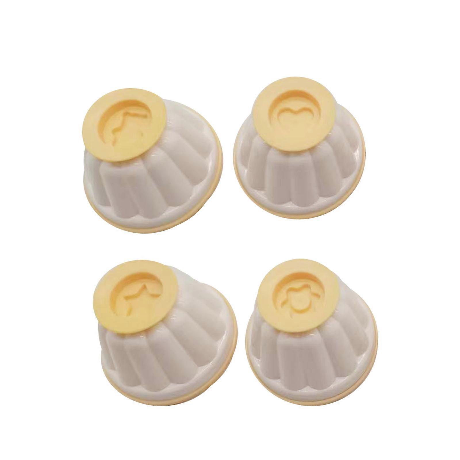 4 Pcs/set Plastic Dessert Cups Steamed Pudding Mold/Cups Chocolate Jellies Molds With Lid Custards Cream Cake Mould Multicolor