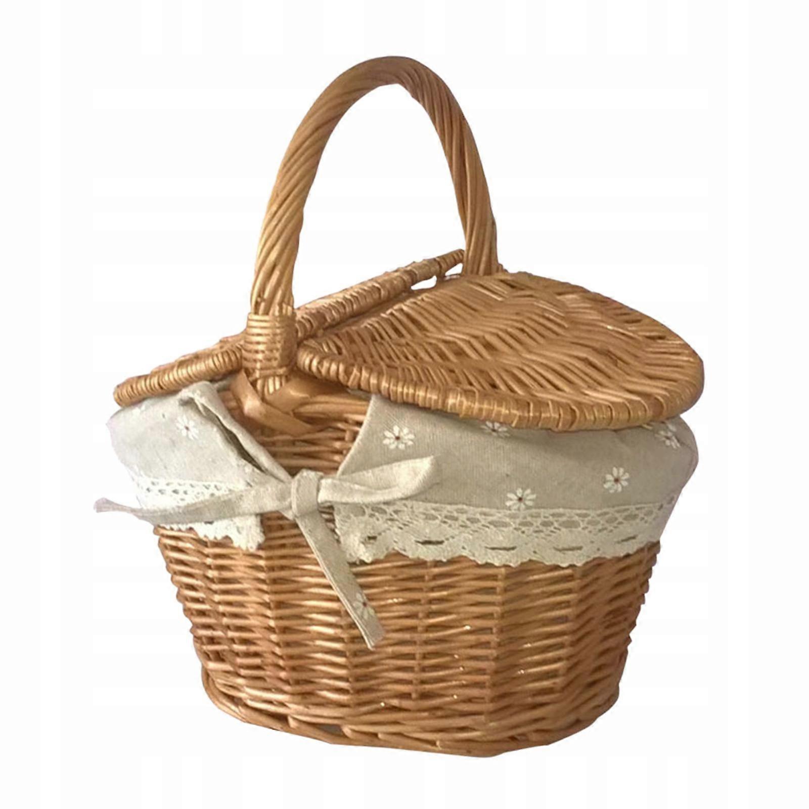 Beige Rattan Picnic Kurv