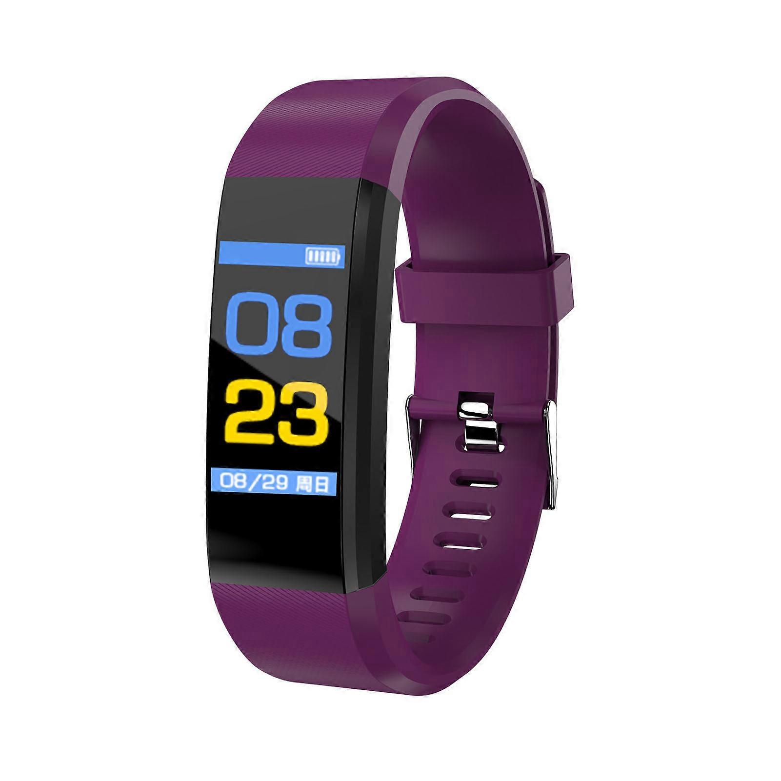 Purple Smart Bracelet with Heart Rate & Blood Pressure Monitoring, Sports Tracking, Touch Control