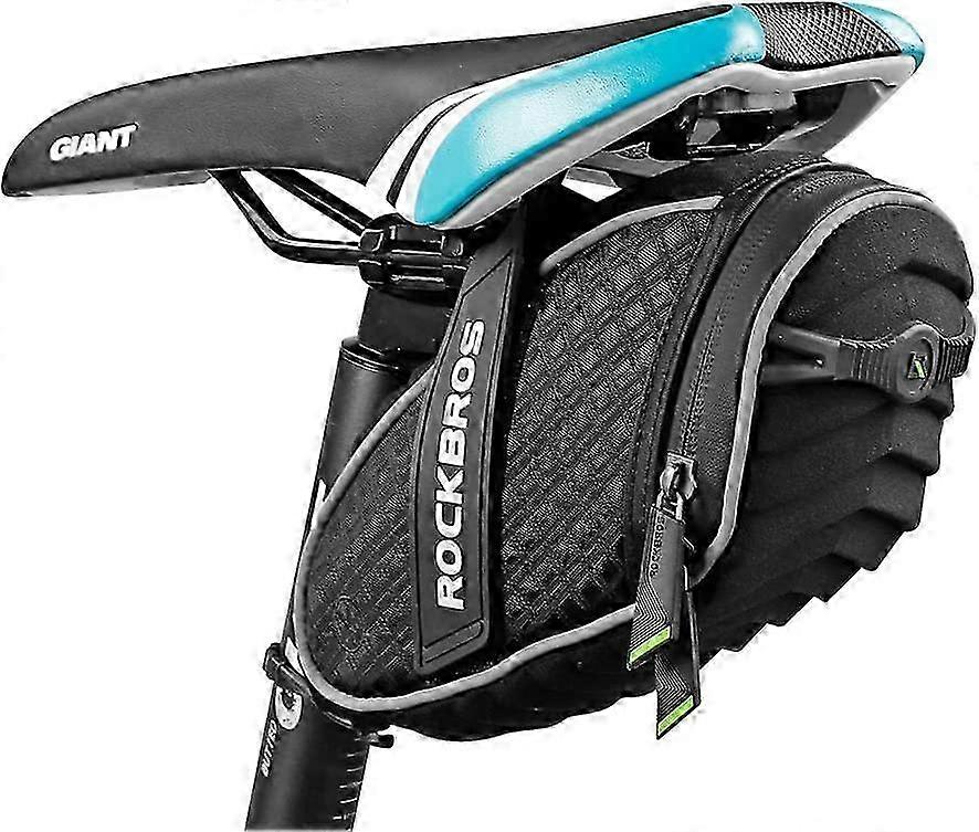 under seat saddle bag for mountain and road bikes, 3D shell design, suitable for various bicycle styles, black color
