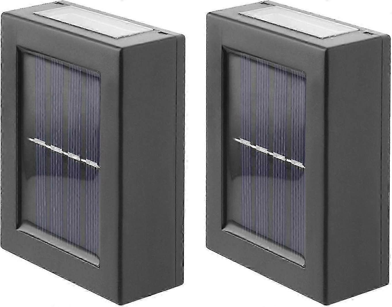 2 Outdoor Solar Wall Lights Cool White Set