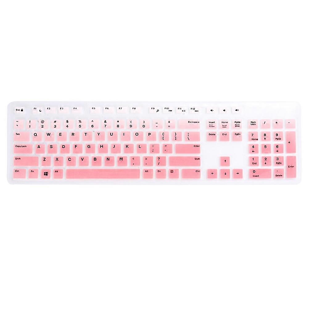 1 Pc Gradient Pink Silicone Keyboard Cover Dustproof Protector for Wired Keyboard Compatible with Laptops