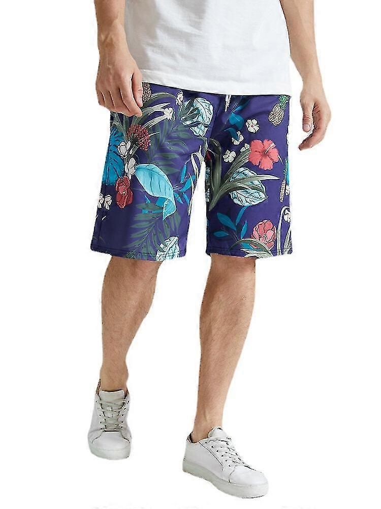 Men's Tropical Print Holiday Drawstring Shorts - Comfortable Loose Fit Style for Relaxed Summer Vibes