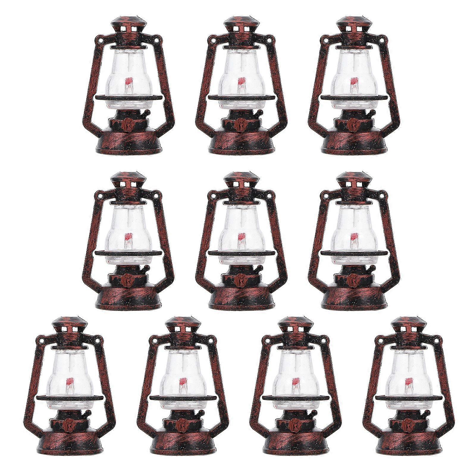 10Pcs Retro Xmas Halloween Kerosene Lamp Shape Decor Vintage Kerosene Light Ornament