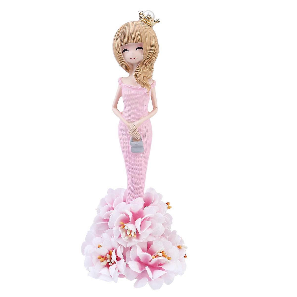 Home Tabletop Decorations Cartoon Doll Resin Crafts Realistic Decor 16.5x7cm Pink 1Pack