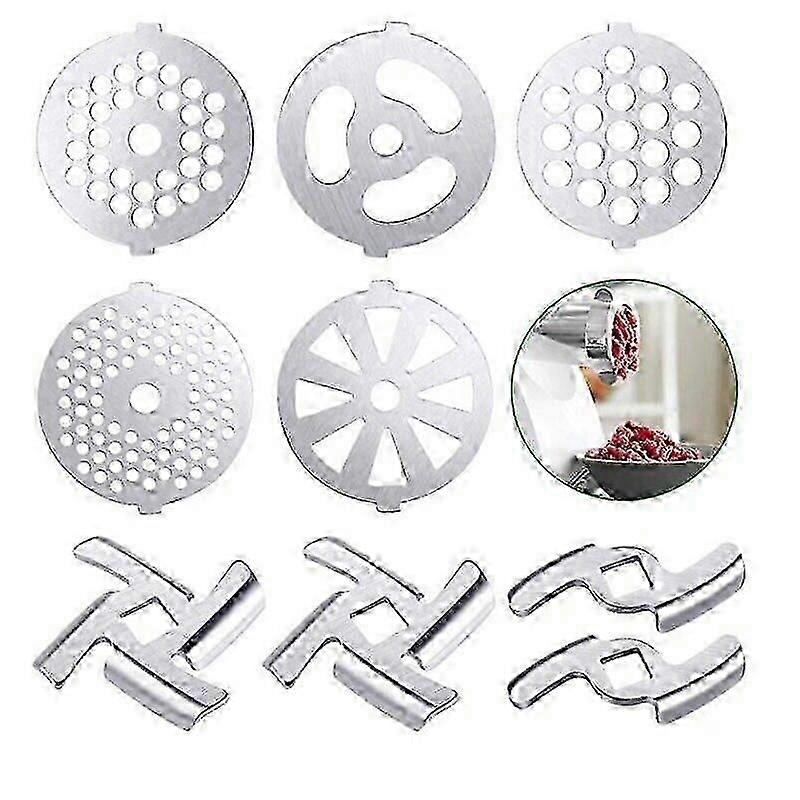 5 Conjunto de picador de moedor de carne de aço inoxidável com placa perfurada de faca cruzada de 5 mm 7 mm