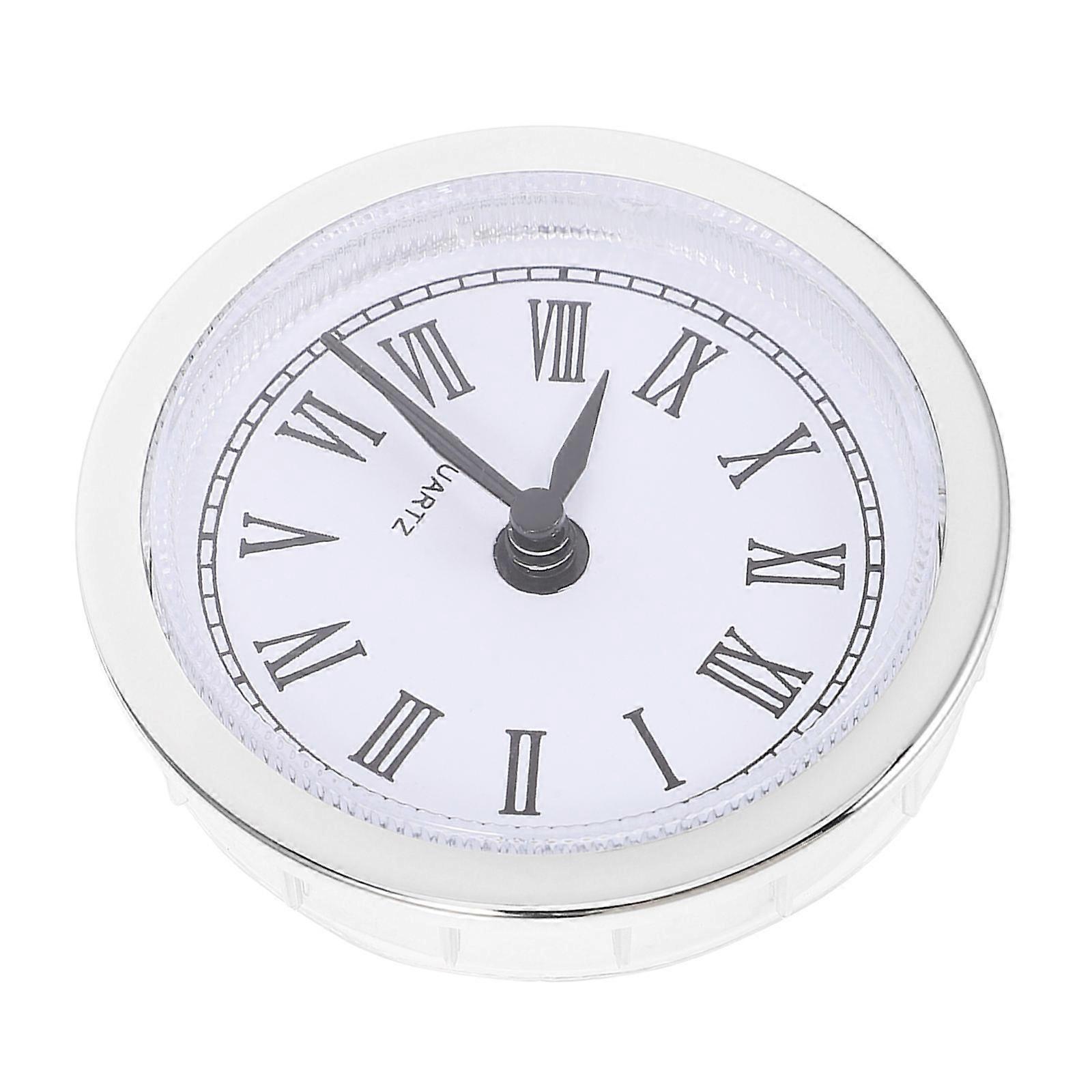 Clock Insert Mini Quartz Movement Clock Vintage Style Home Decoration Silver Round Shape 1Pack