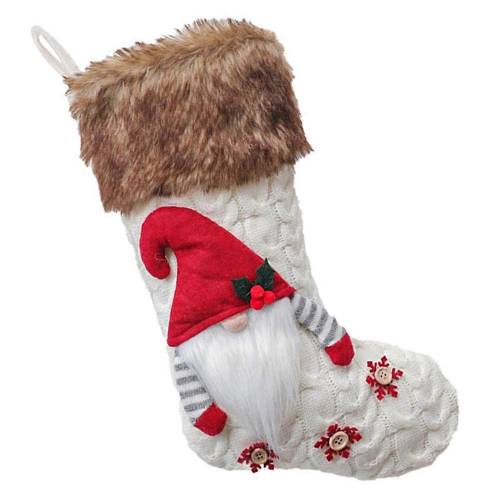 White Knitting Decorative Pendant Christmas Stockings For Tree Decoration 40x19CM 1Pack