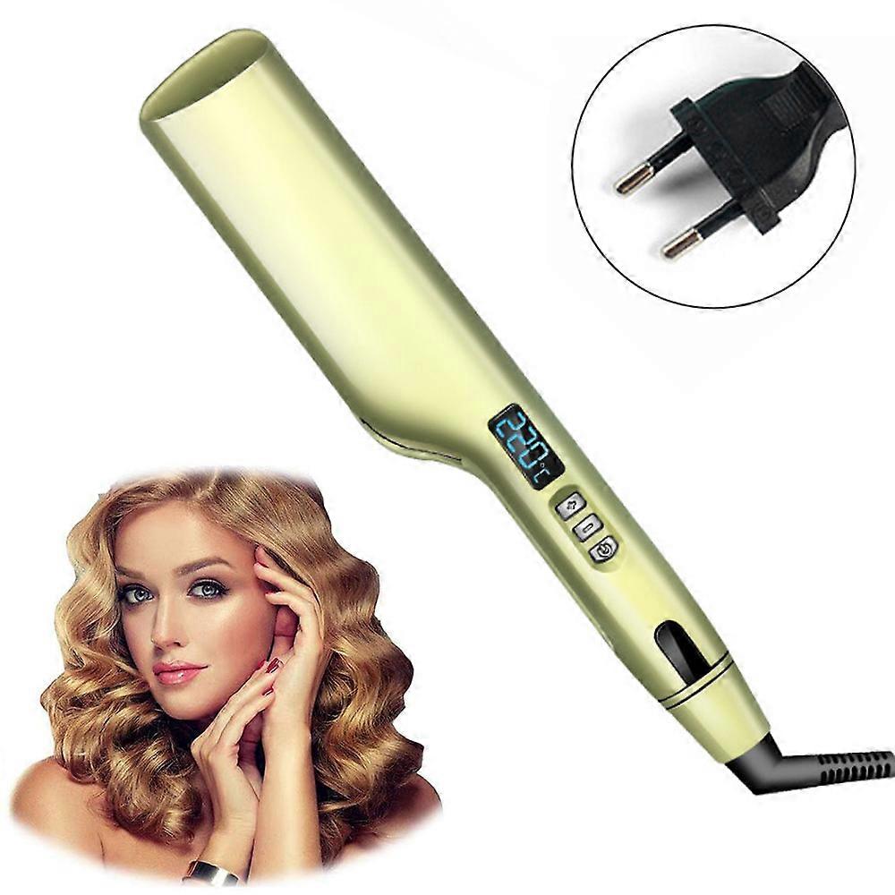 Large Wave Curling Iron with Adjustable Temperature Ceramic Tourmaline Coating(EU Plug)