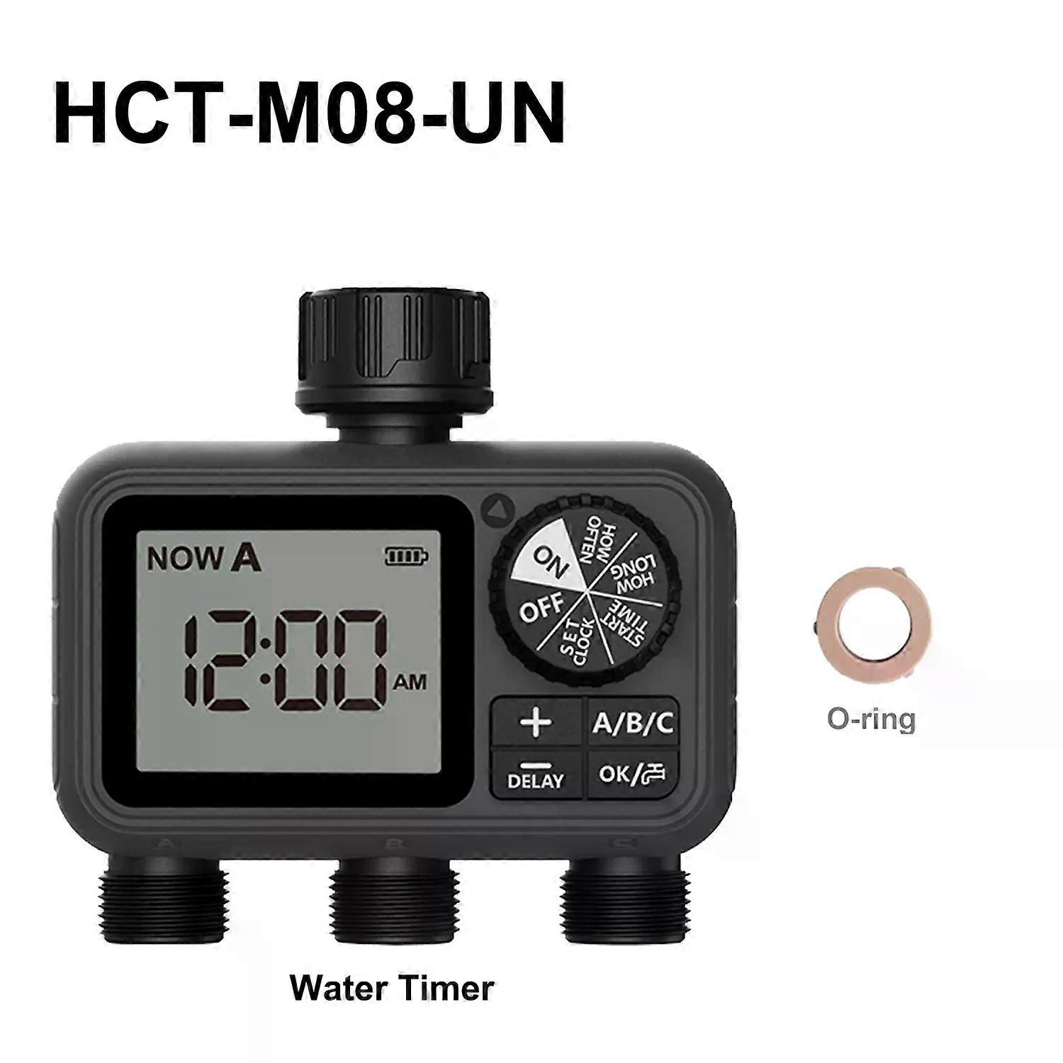 con Newest Eshico HCT-M08 3-Outlet Water Timer Automatic/ Manual/ Rain Delay Sprinkler 3P Watering System 3 Zone Garden Tool