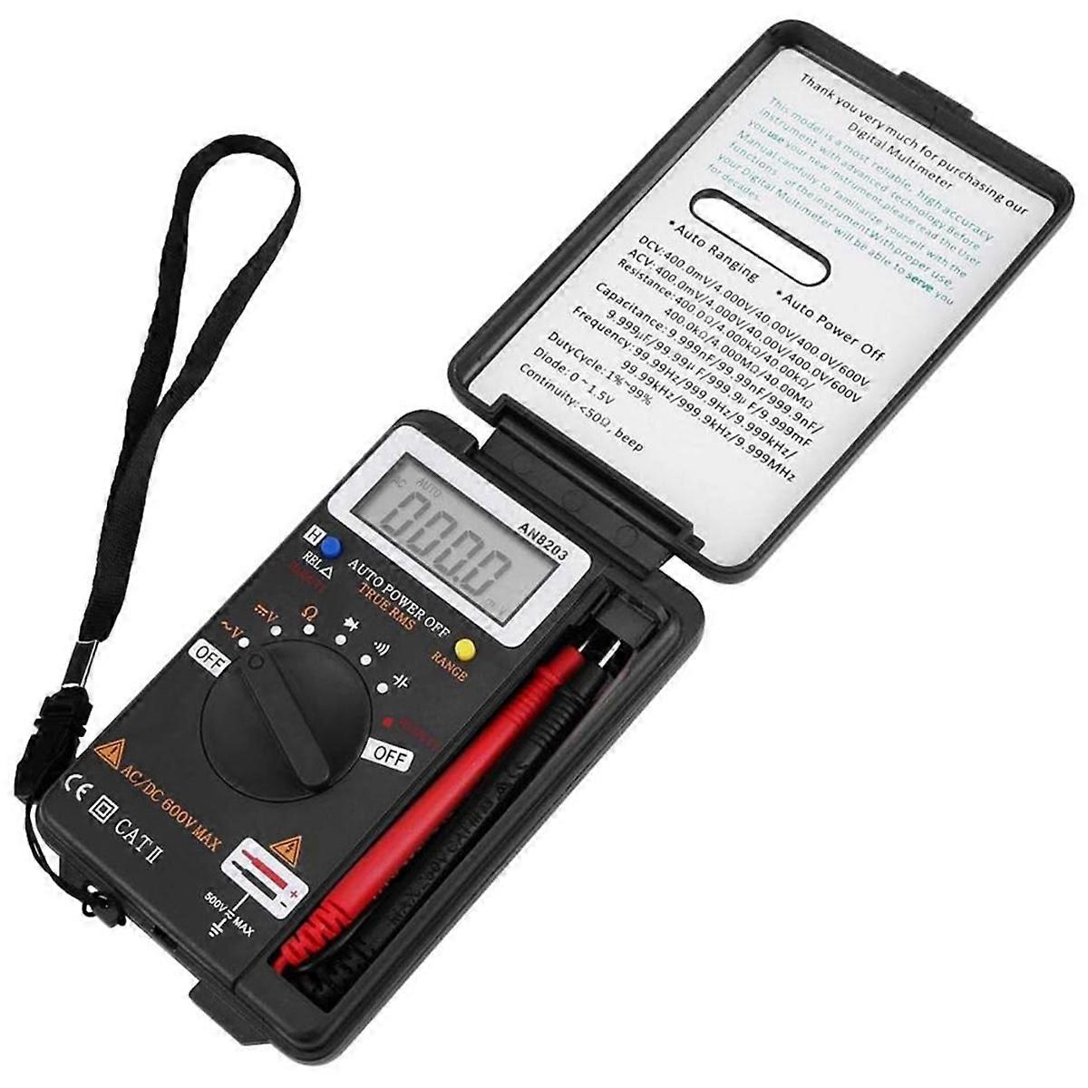 AN8203 Digital Multimeter Voltmeter Ohm Meter LCD Display Current Diodes Capacitance Transistor Me