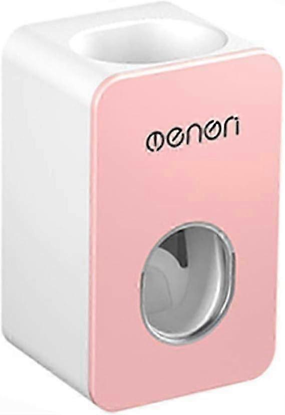 Pink Dustproof Waterproof Wall-Mounted Toothpaste Dispenser (7x6x11cm)
