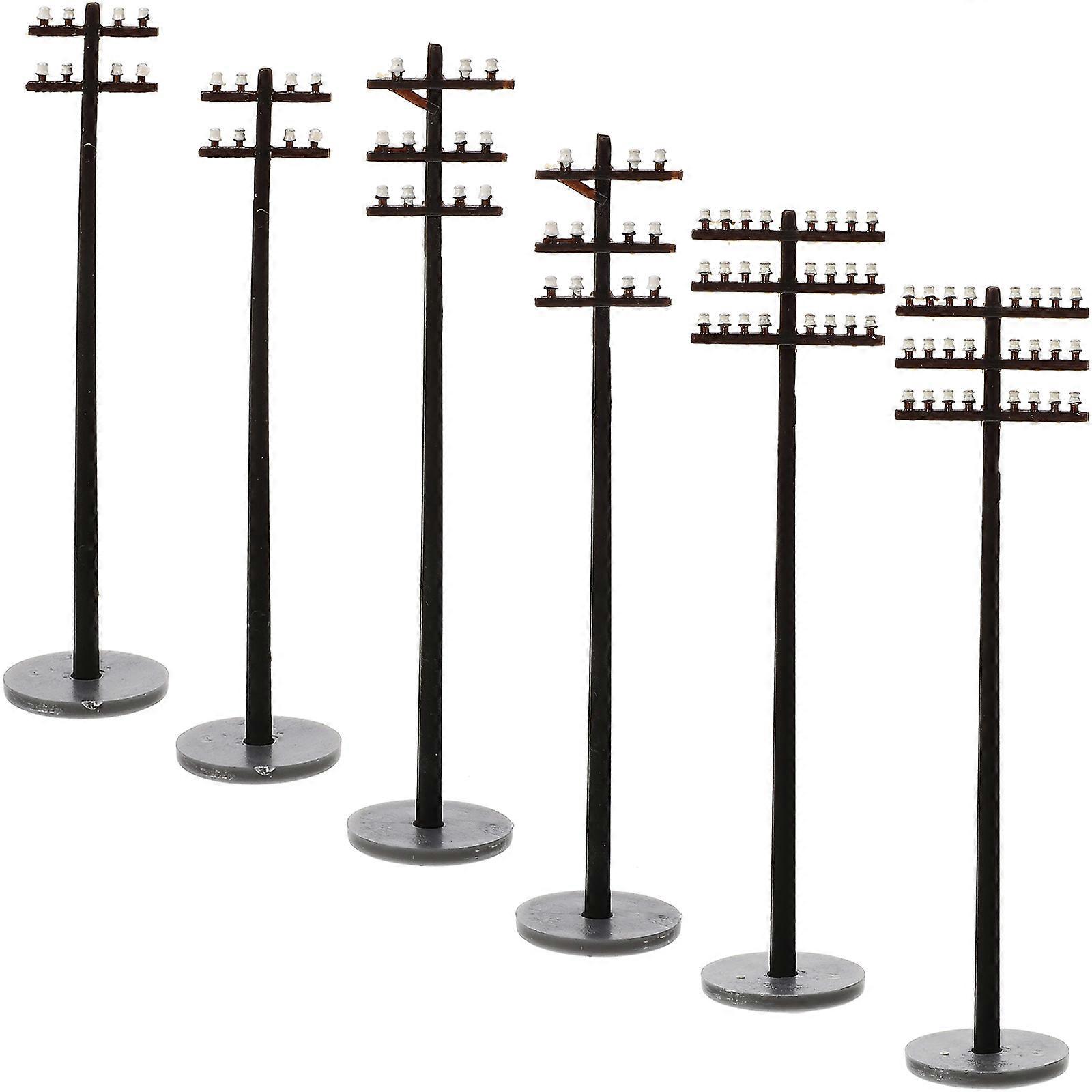 6pcs Miniature Telegraph Poles for DIY Model Railway, Sand Table Scenes, Micro Landscape Decoration and Creative Layouts