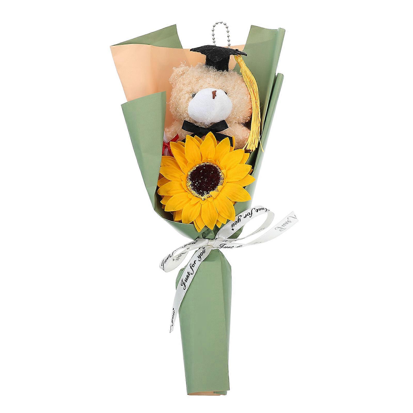 Graduation Bear Flower Bouquet Shape Graduation Present For Parties Assorted Color 30.00X13.00X5.00CM 1Pcs