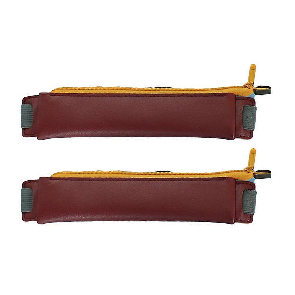 Pencil Holder Pen Case Pouch Rectangular Leather Protective Storage 2Set