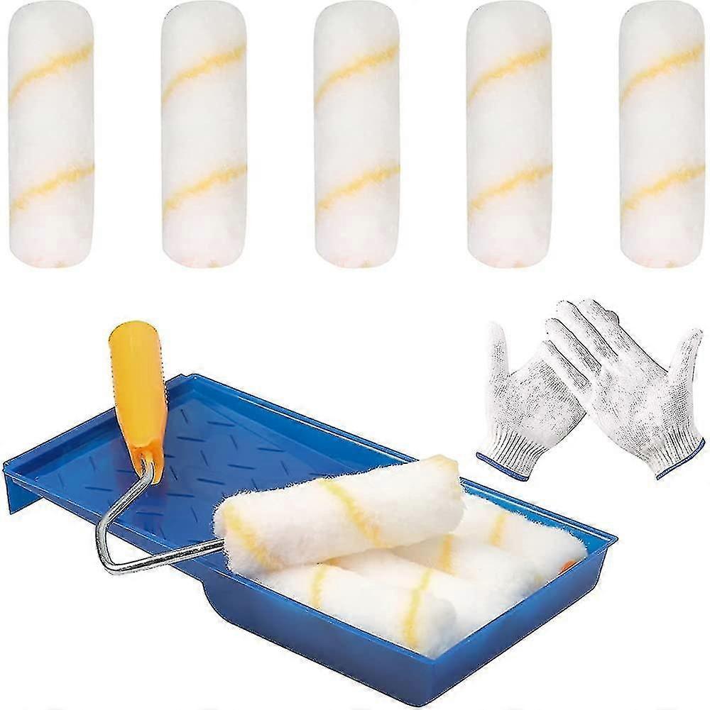 10 Pcs Small Paint Roller Brush Set Mini Paint Rollers Varnishing Roller Roller