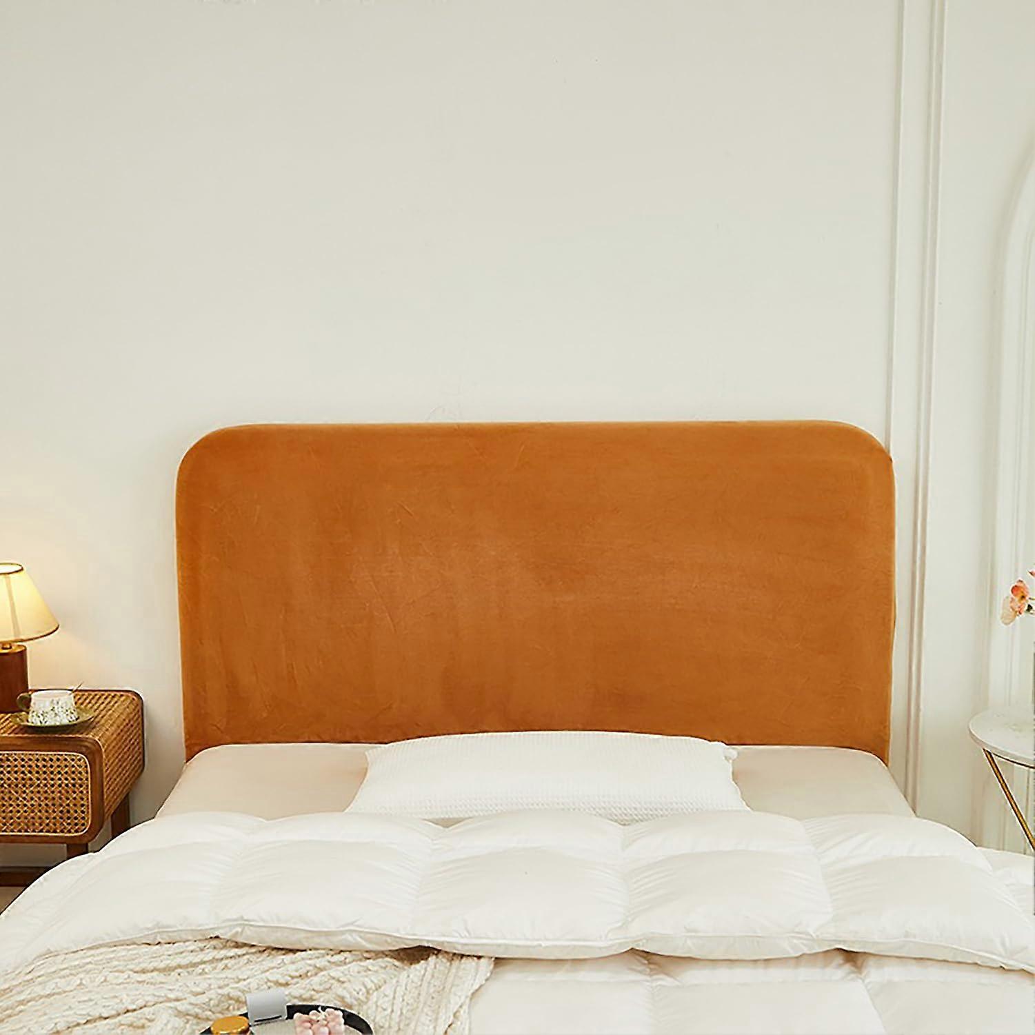 Samt Strecken Bett Kopfteil Bezug Orange Weich Langlebig 200cm Staubdicht All-Inclusive für Schlafzimmer Dekor