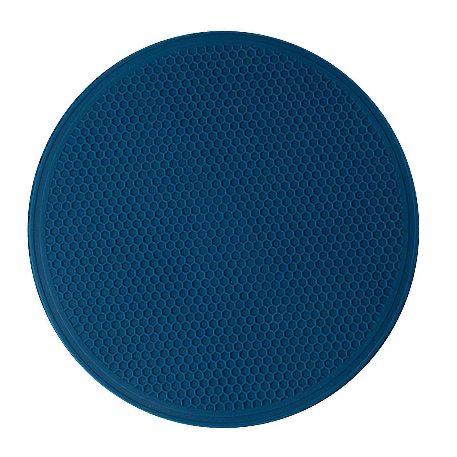 Honeycomb Pattern Silicone Insulation Mat Heat Resistant Eco-Friendly Safe 30cm for Cups Bowls Plates Navy Blue