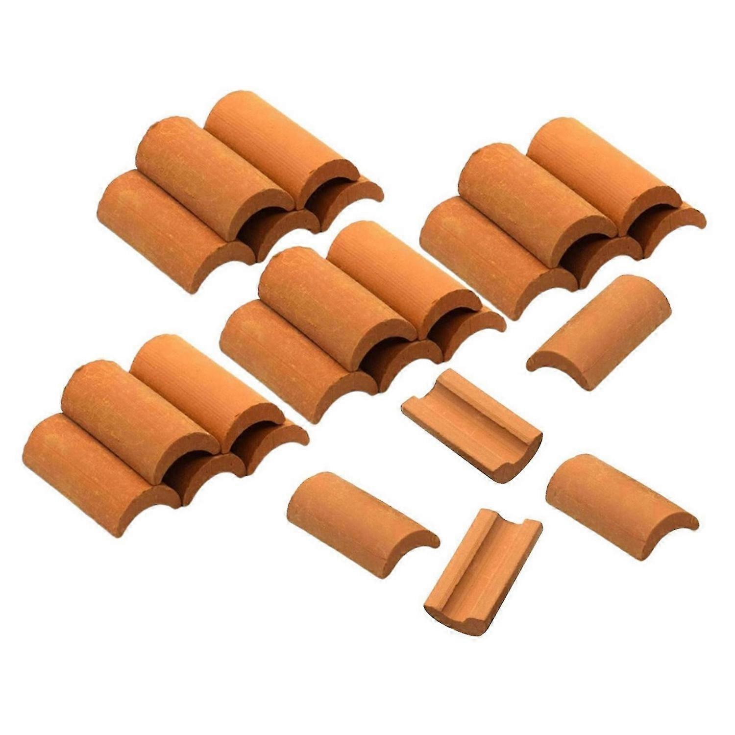 25Pcs Mini Red Roof Tiles Model Building Set Miniature Tiles Figurine Landscaping DIY Fairy Garden A