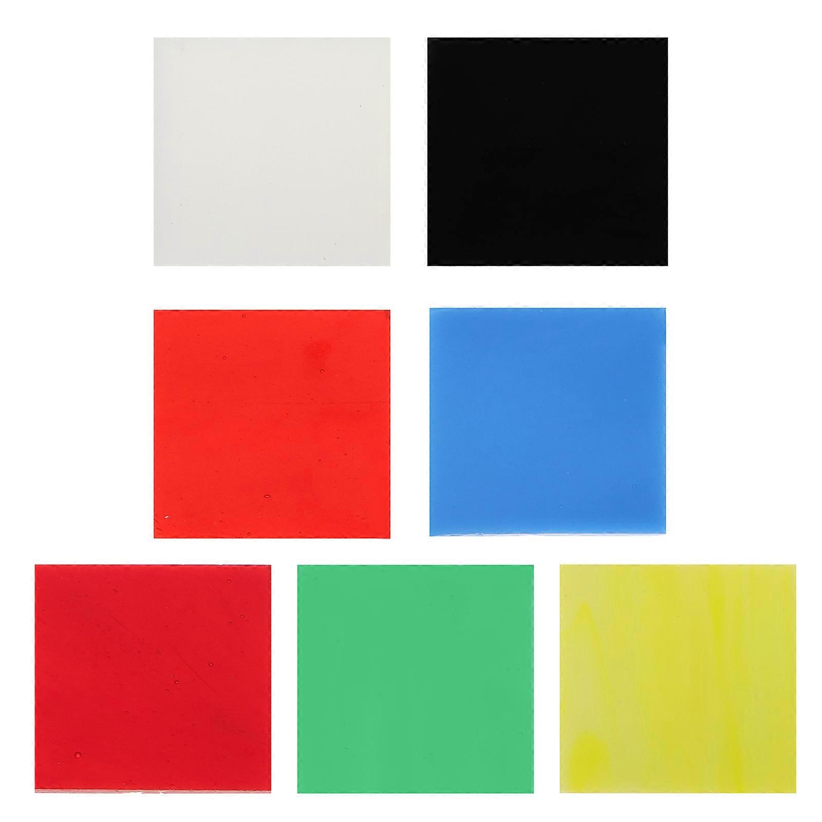 Decorative Glass Sheet 7Pcs Colors Square Glass for DIY Fusing Art