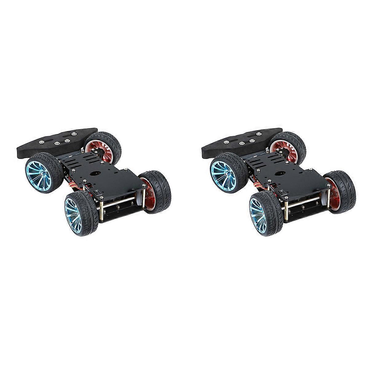 2X 4 Wheel DIY Servo Robot Car 4WD Chassis Smart Car for Car Platform with Metal Servo Bearing Kit G