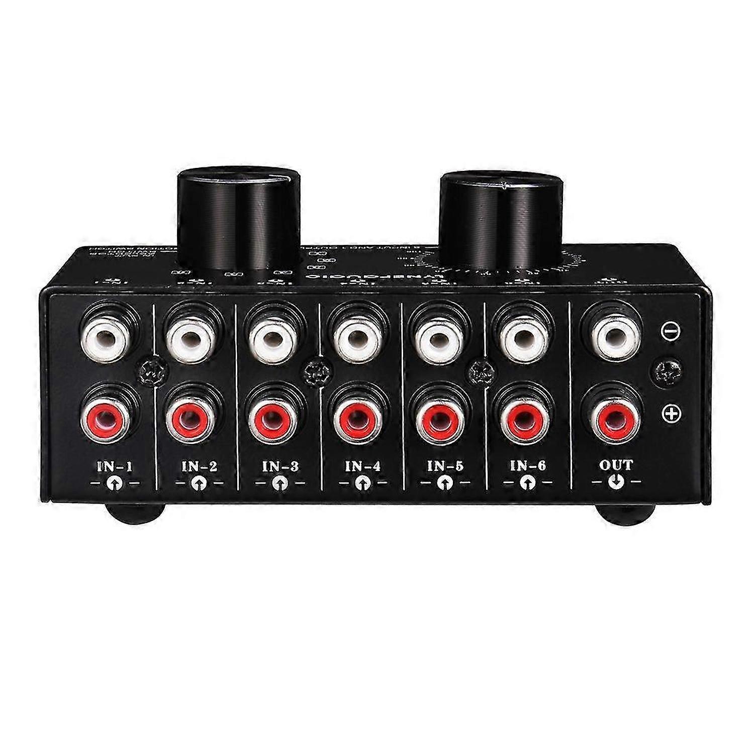 6 Entrée 1 Sortie Commutateur de sélection de la source audio Commutateur Sélecteur de signal d’entrée audio RCA avec