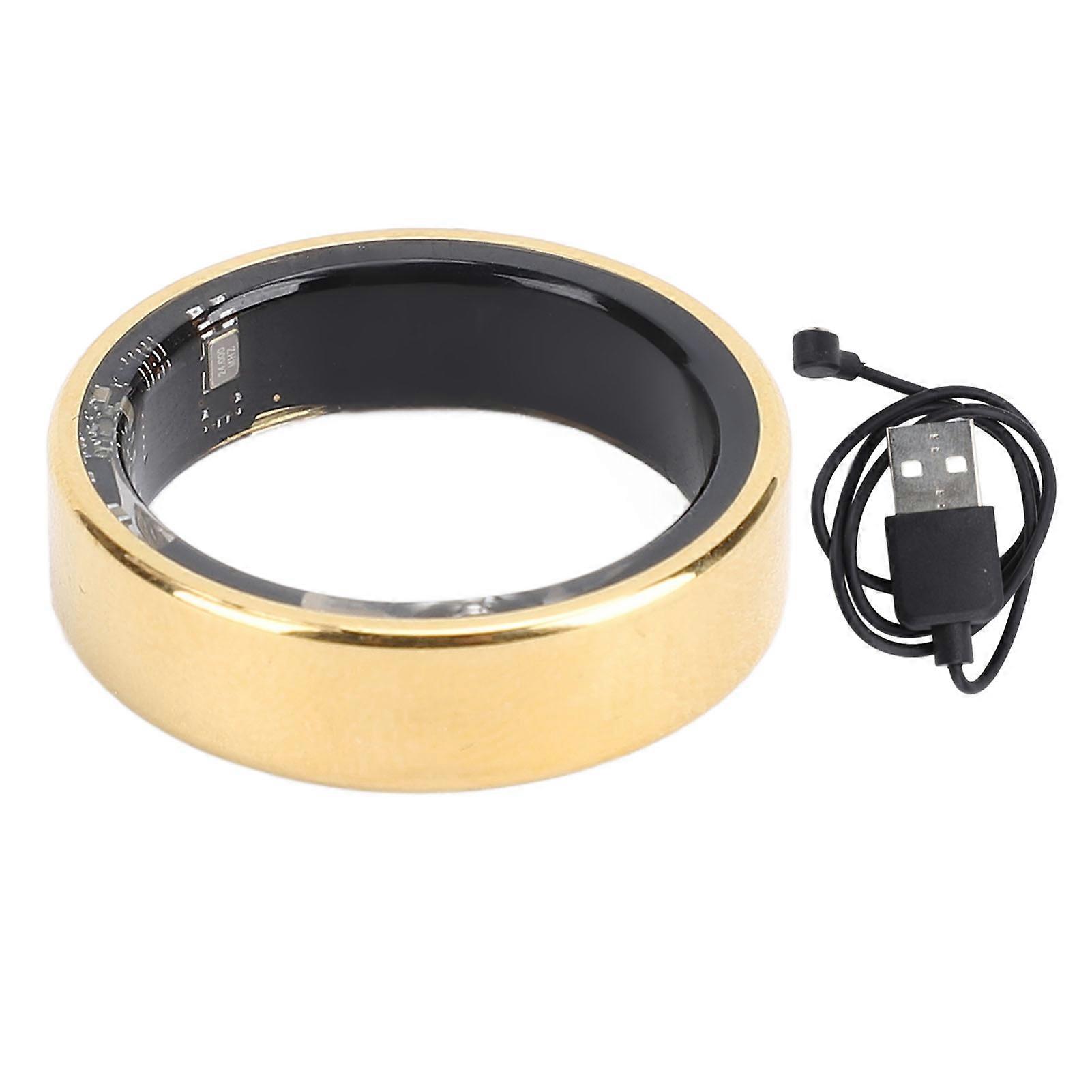 Gold Smart Fitness Ring: Lightweight Aluminum Alloy Health & Sleep Tracker, Size 9