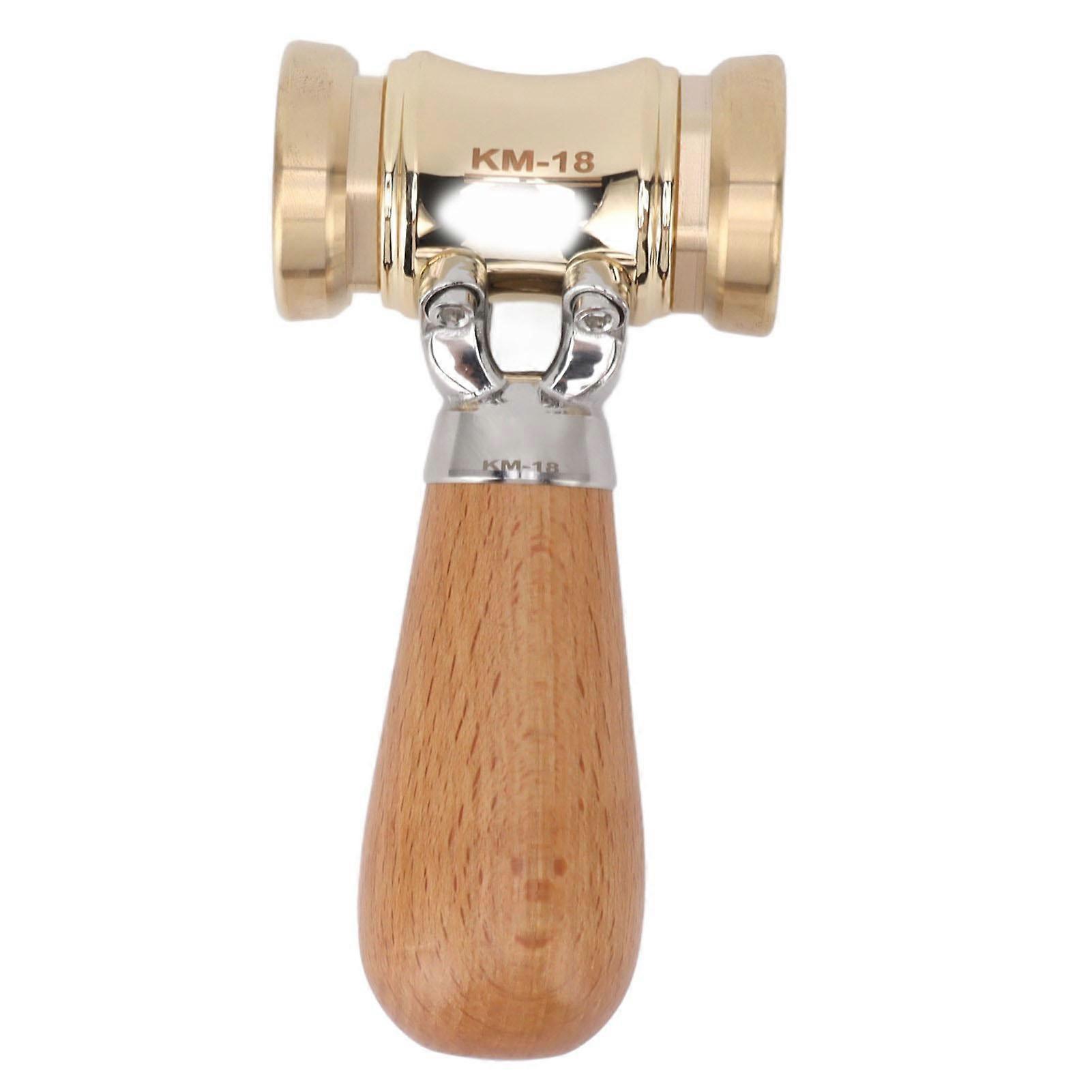 Woodworking Chisel Mallet Beech Wood Carpenter Hammer with Replaceable Solid Brass Head for Flooring DIY Crafts 