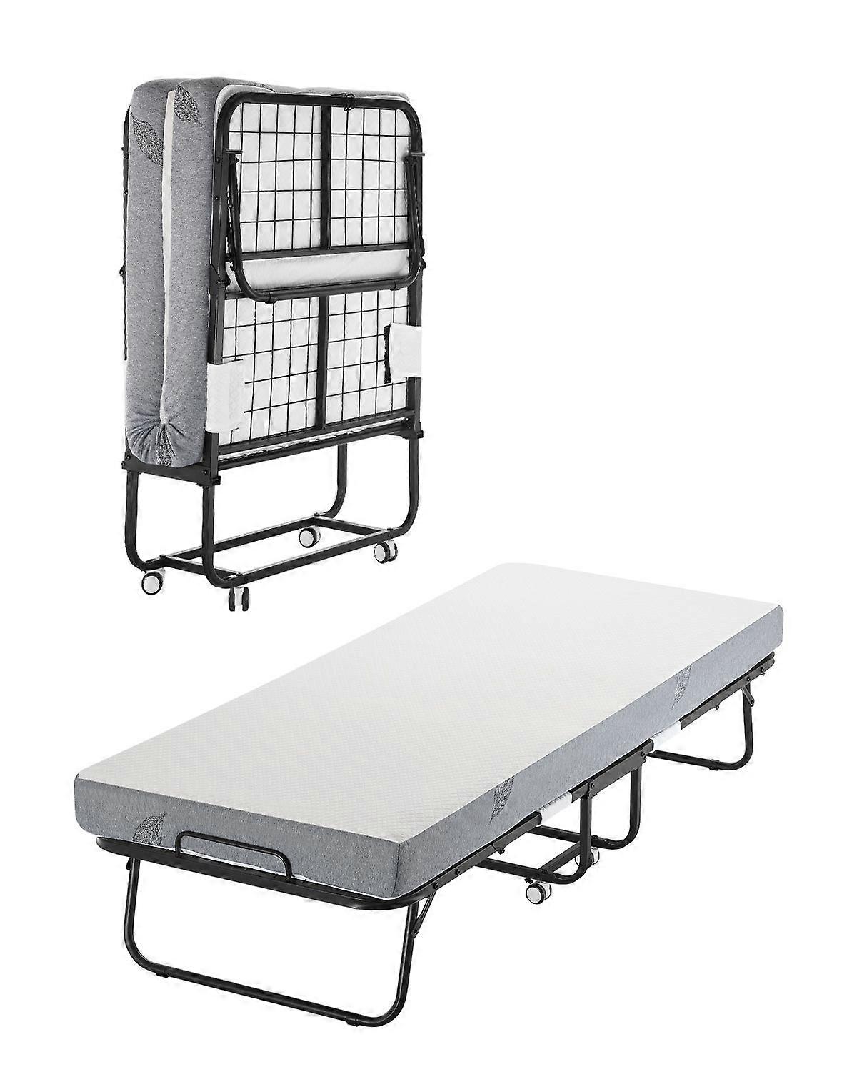 Rollaway Bed, 31 in x 75 in Folding Bed with 5 in Mattress, Twin Size Foldable Bed with Sturdy Metal Frame & Memory Foam Mattress